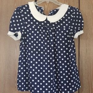 Monteau Navy Blue Polka Dot Peter Pan Collar Blouse